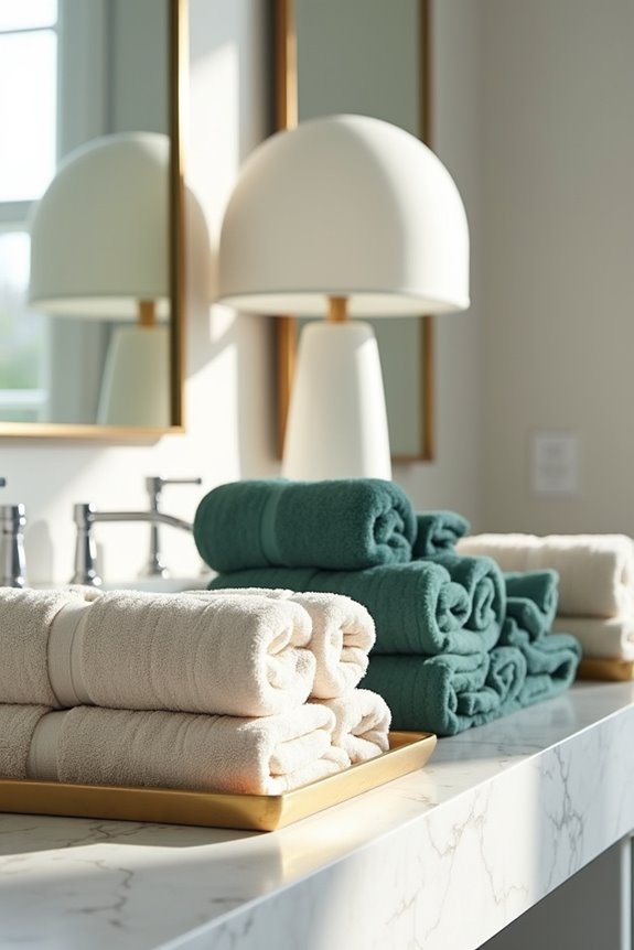 rolling towels tiered display organization