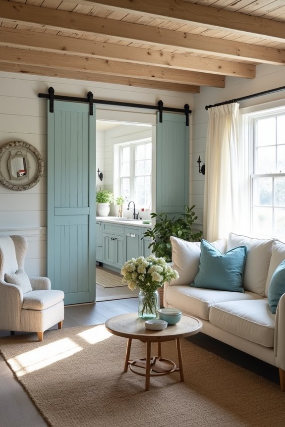 shiplap barn doors beams