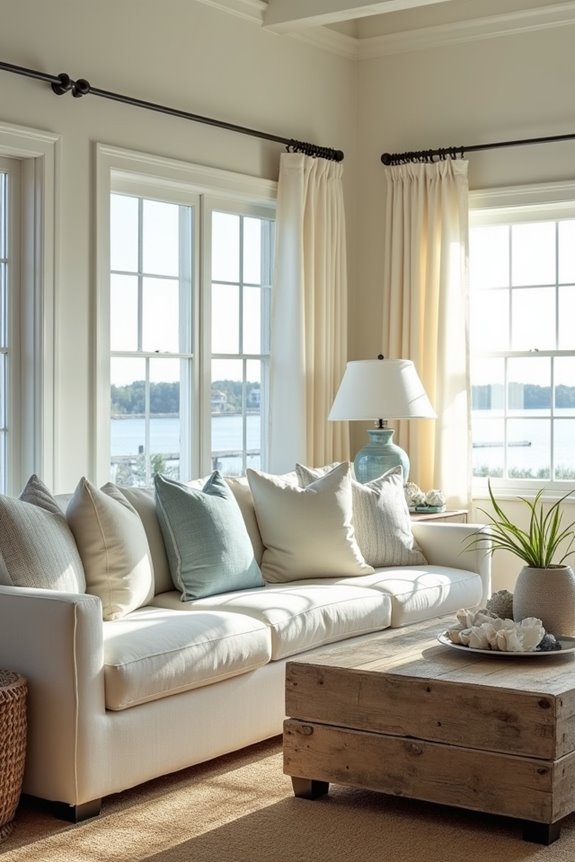 slipcovered neutrals with weathered rustic mix