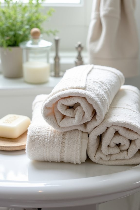 wall hooks patterned towels conceal messes