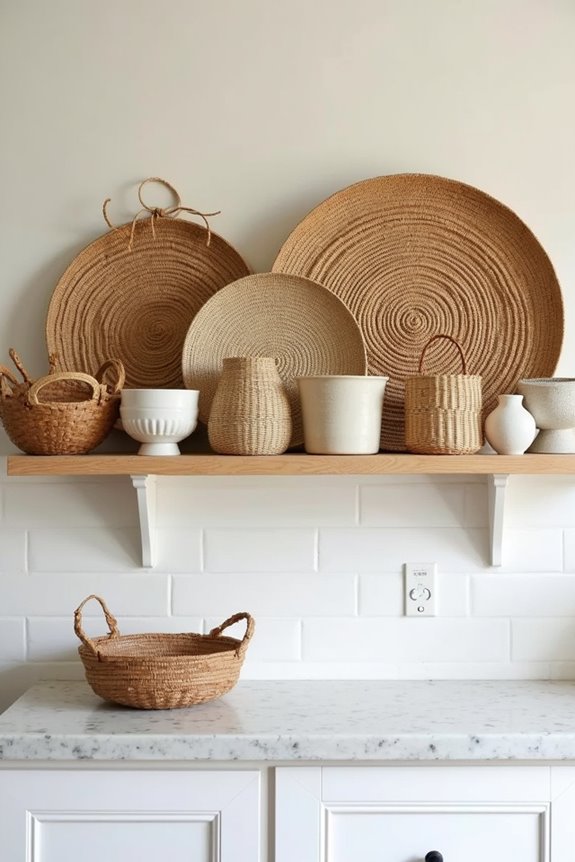 woven baskets elevate cabinet space